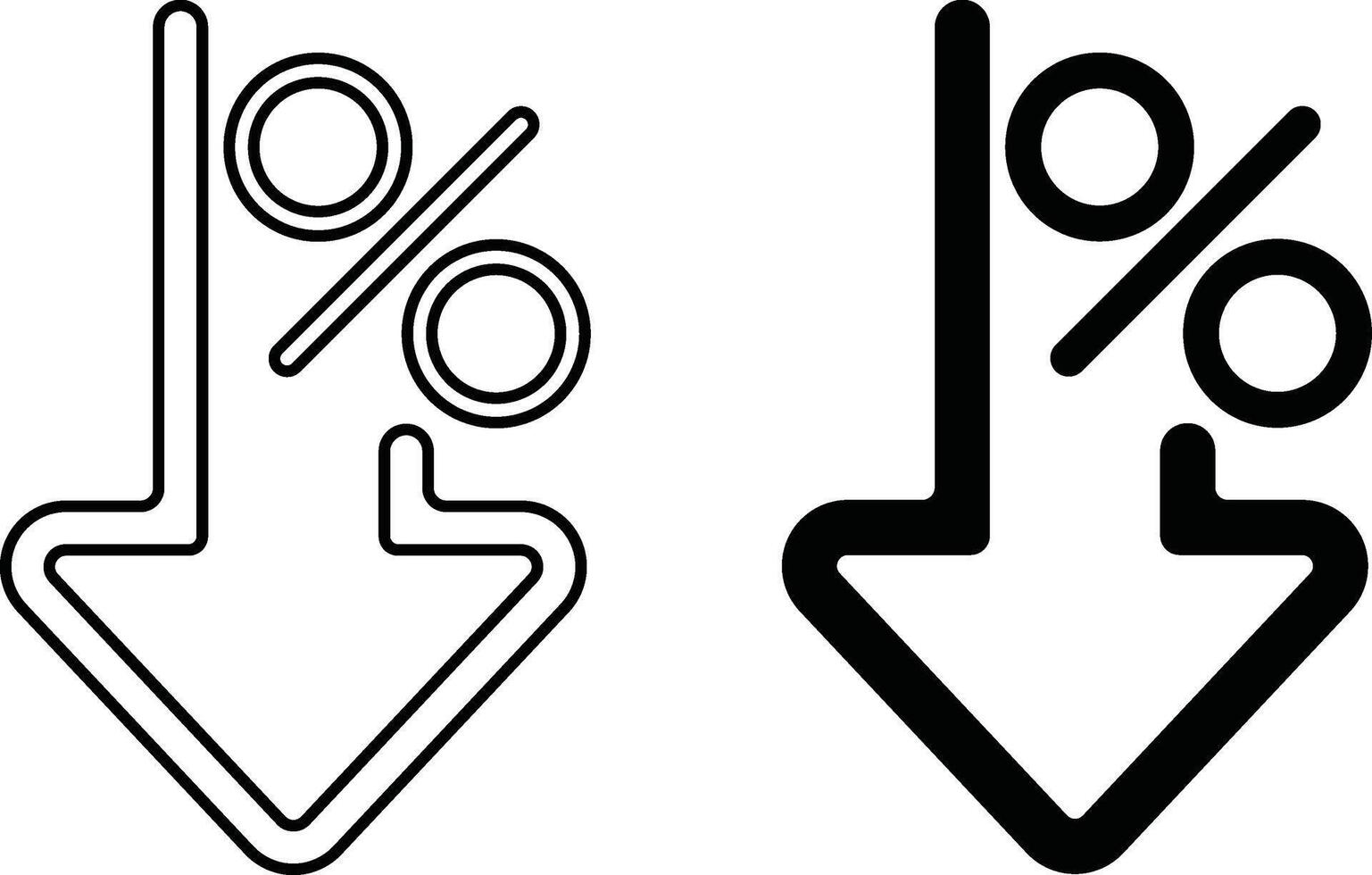 Icon showing price percent going down vector