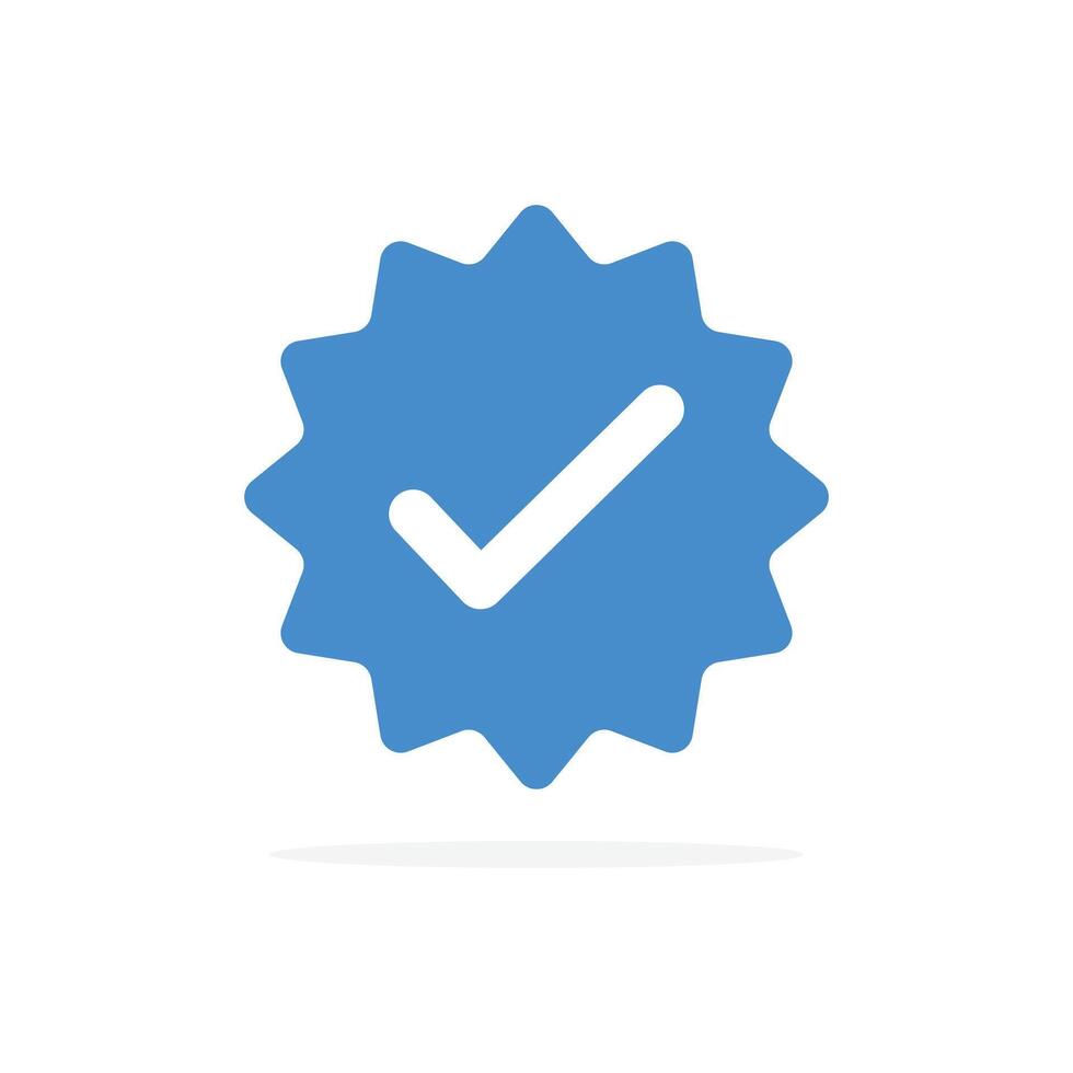 Verification badge with blue checkmark symbol vector