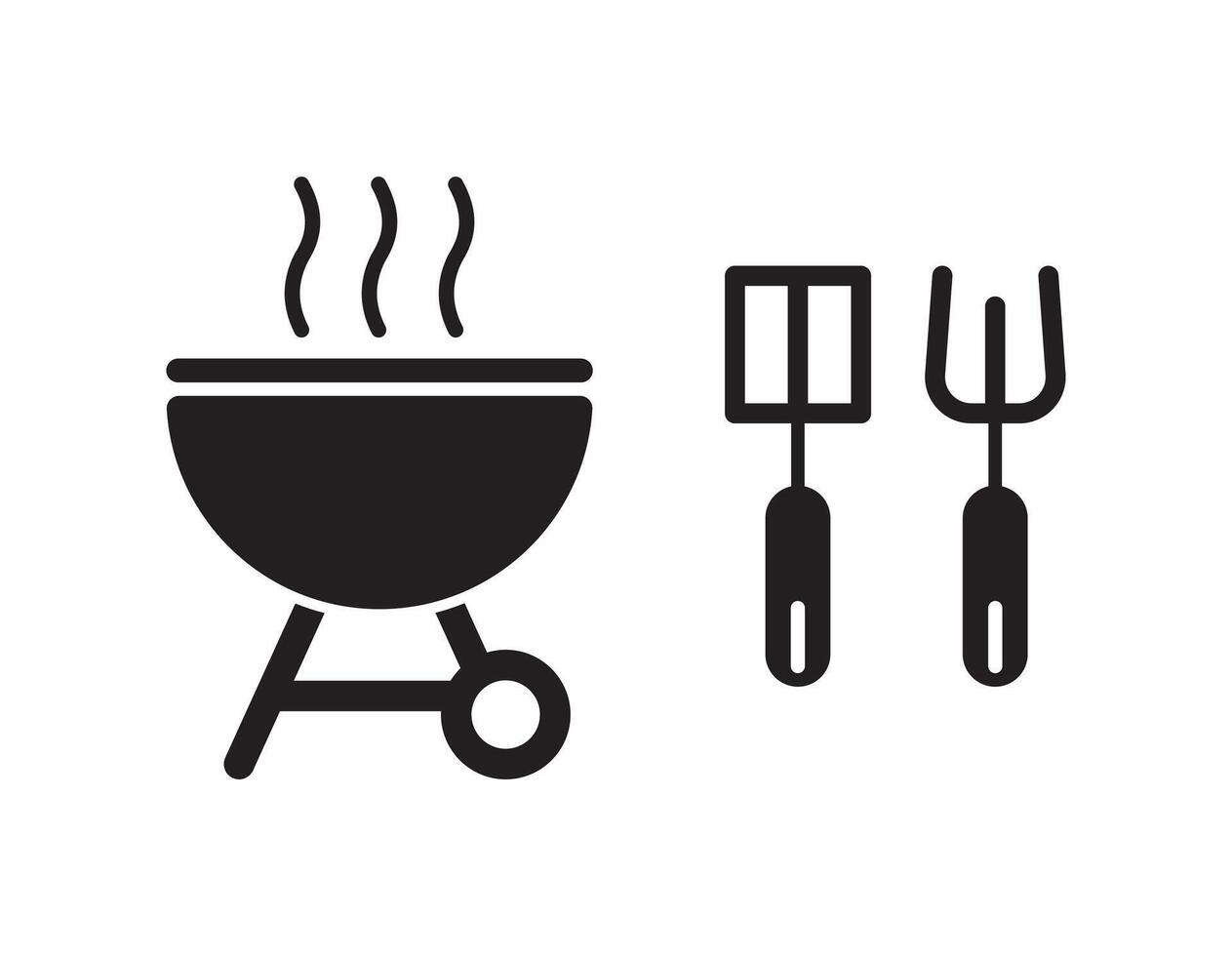 icon of a BBQ stand with a spoon in black design vector