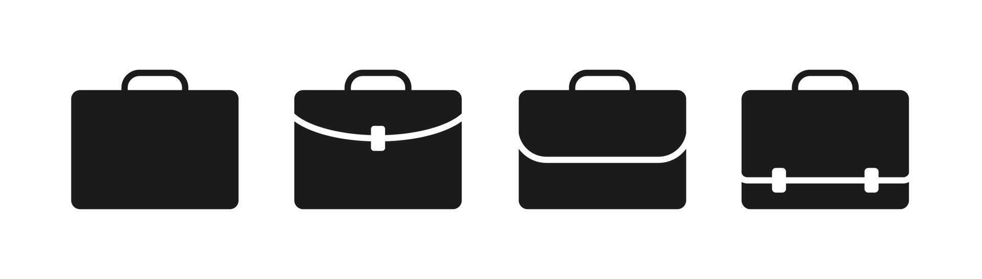 Set of black icons featuring various briefcase designs vector