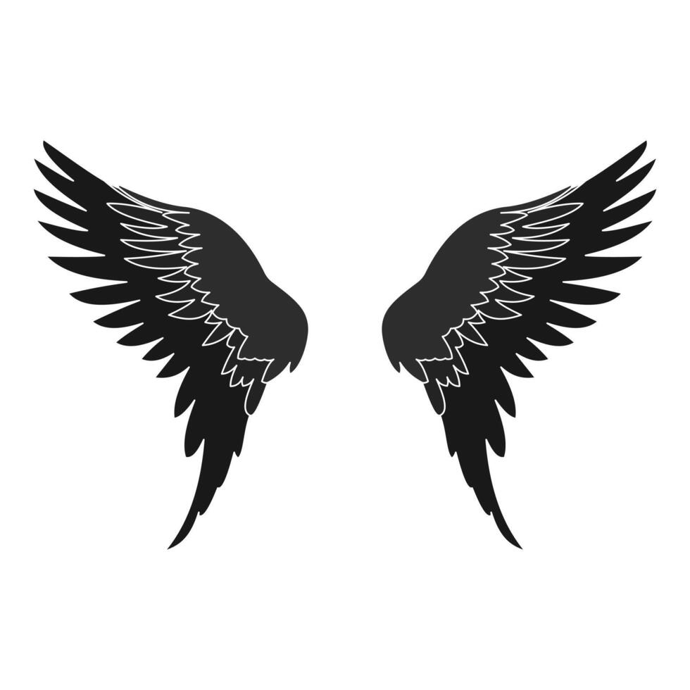 icon of black angel wing outline design vector