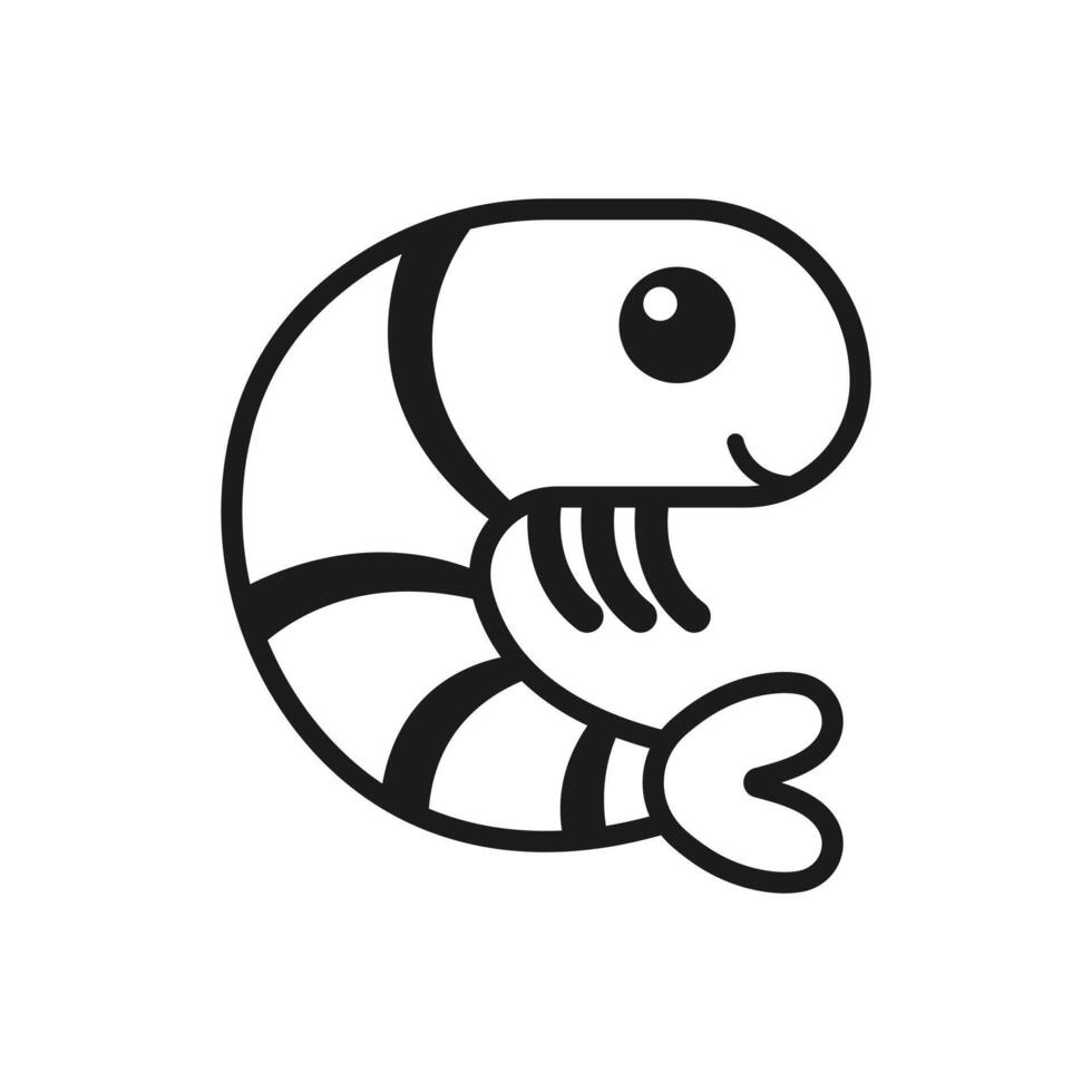 Minimal shrimp outline logo for seafood branding vector