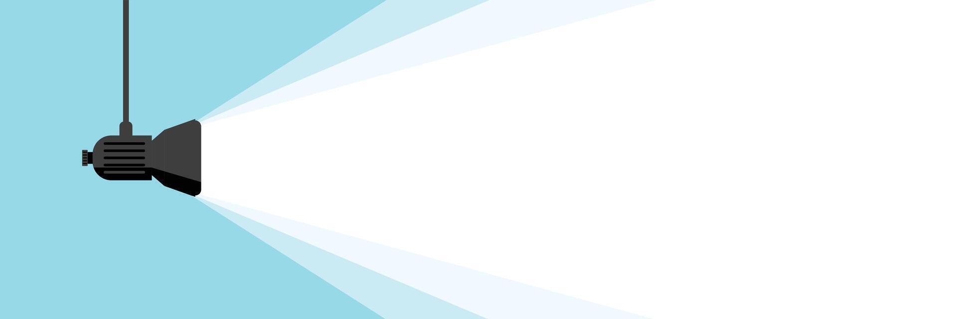 Flat design spotlight on simple blue background vector