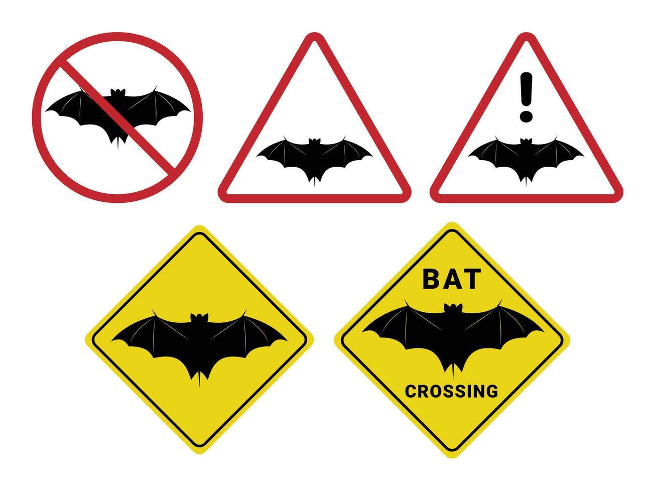 Set of bat sign icons for Halloween or spooky themes vector