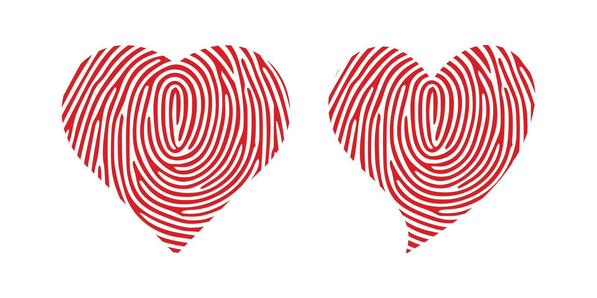 Fingerprint shaped like a heart symbolizing love and identity vector