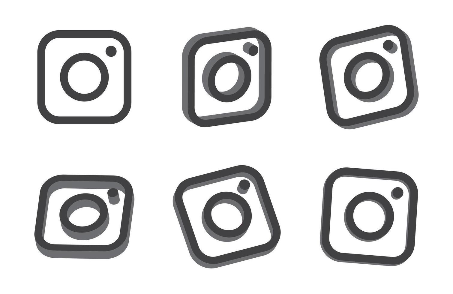 Camera icon set with 3D drawing effect vector
