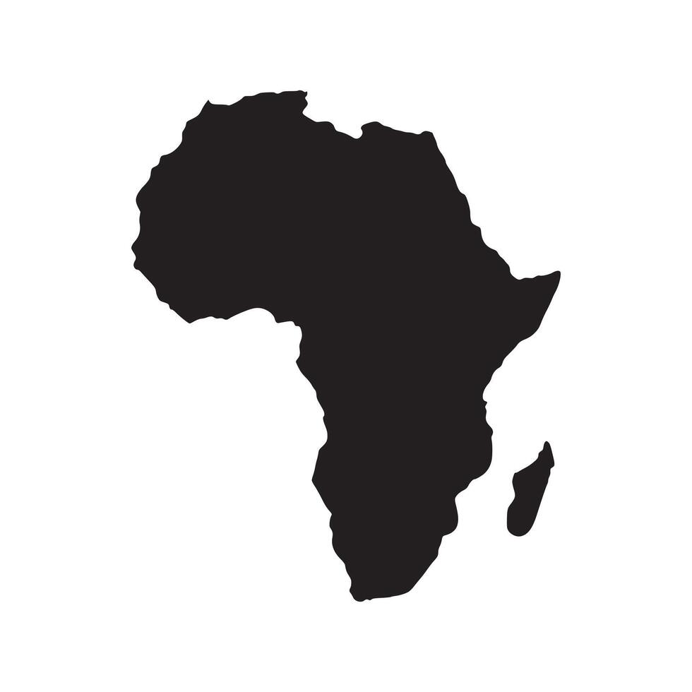 Black outline map icon of Africa continent vector