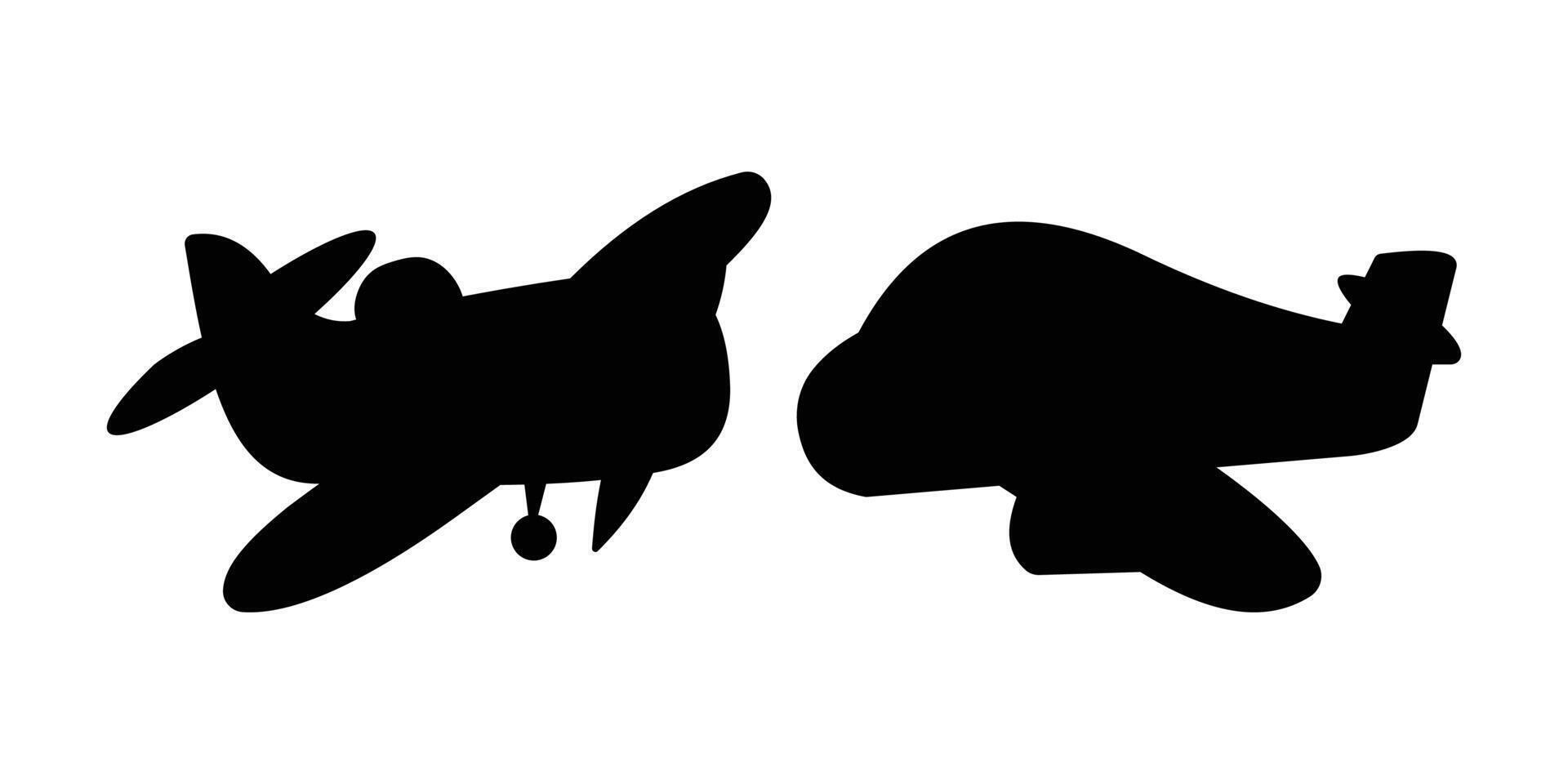 Flat airplane silhouette in black design vector
