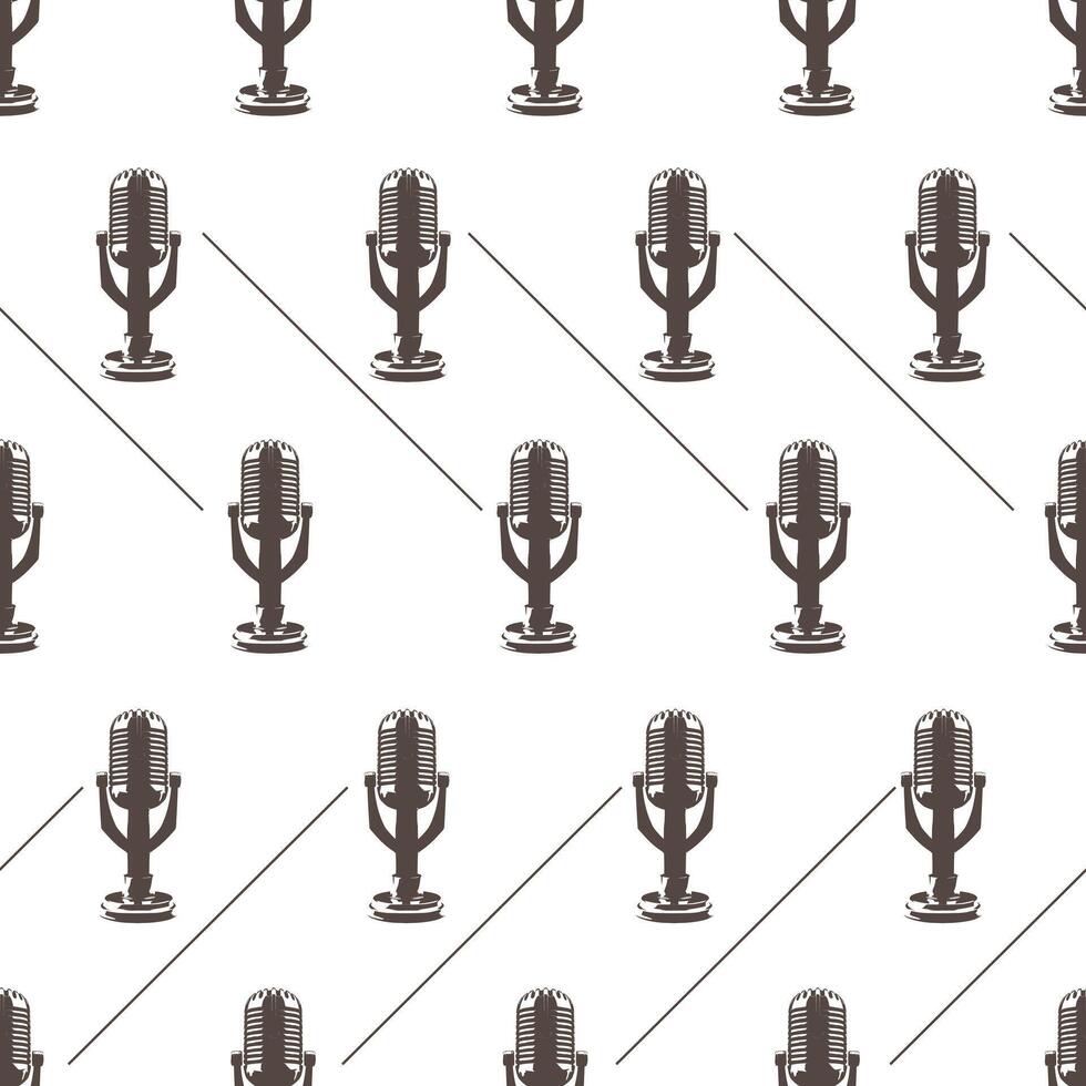 Grey line pattern with minimal microphone style vector