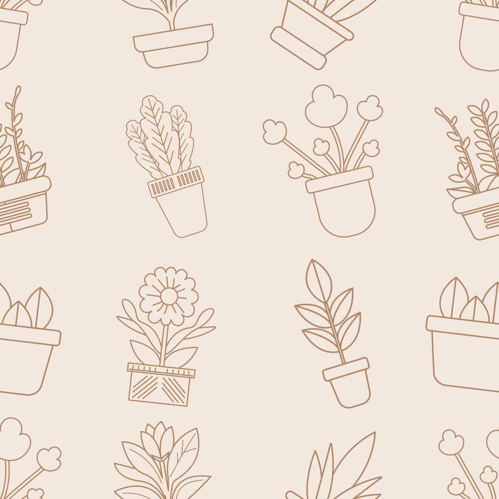 Semi brown outline design for a plant pot vector