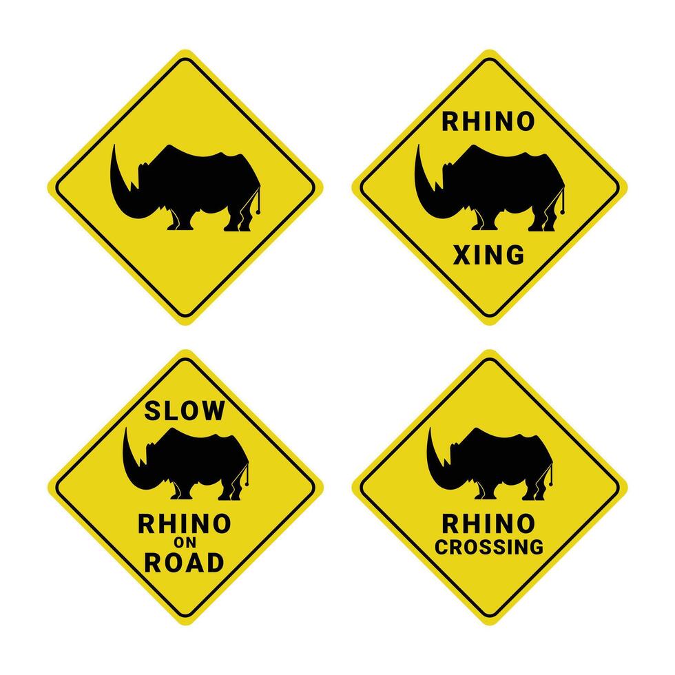 Collection of rhino sign icons for environmental designs vector