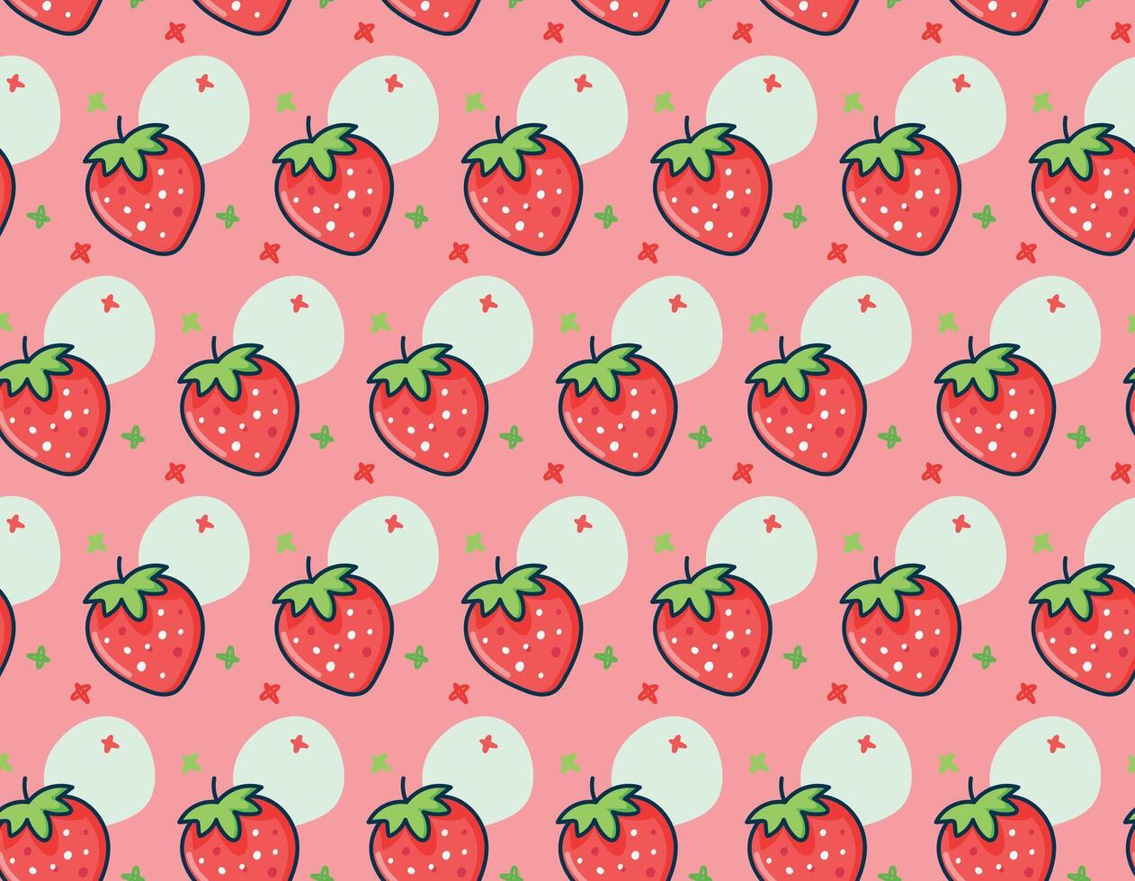 Flat design seamless strawberry pattern illustration vector