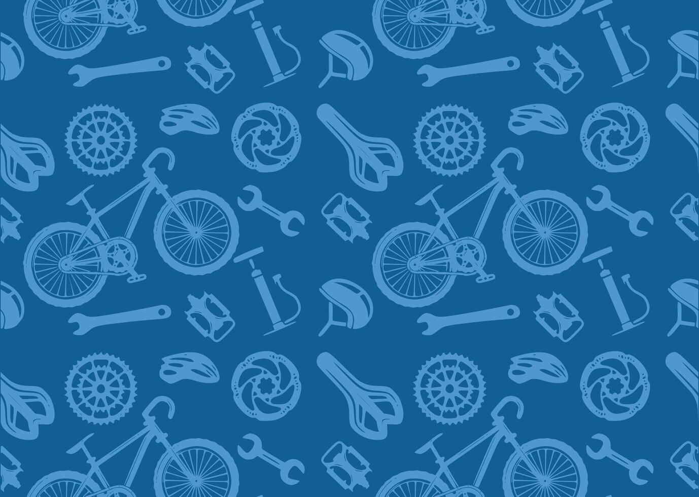 Seamless pattern of blue bike parts vector