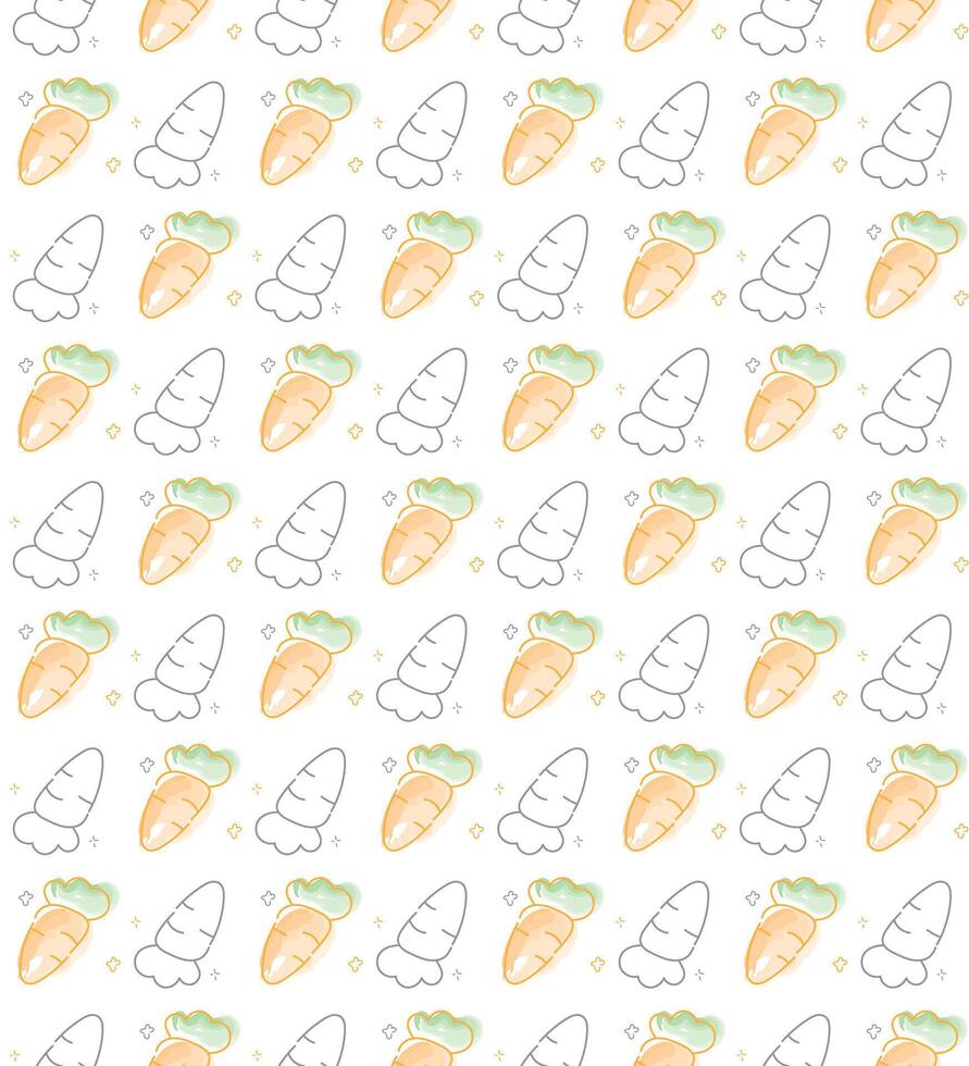 Seamless watercolor pattern featuring carrots and greens vector