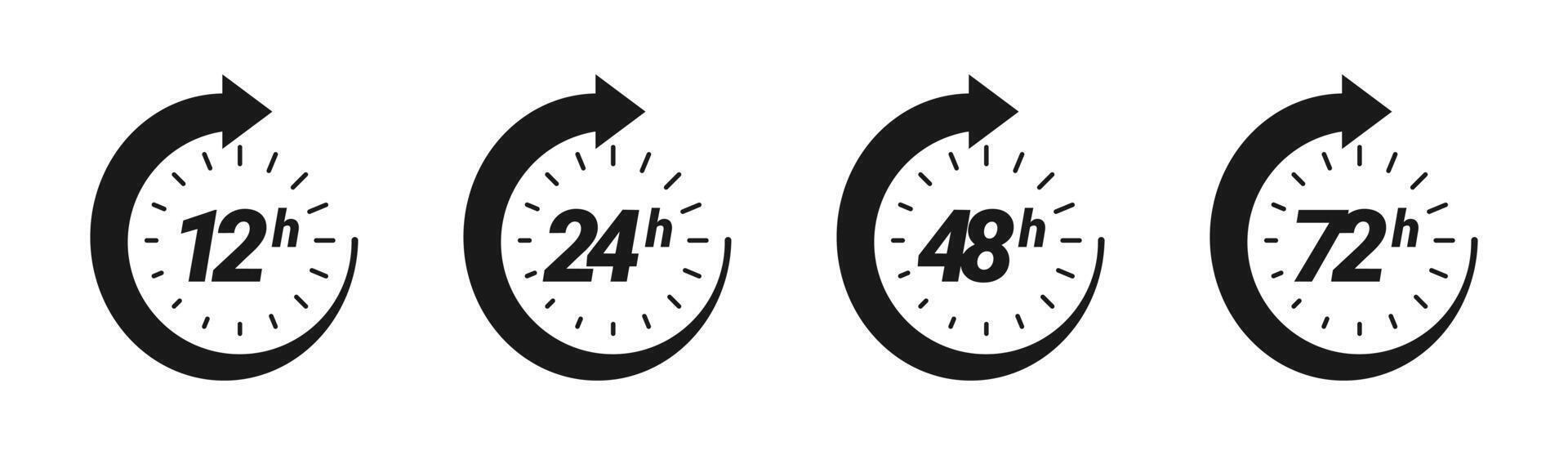 icon set of 12, 24, 48, 72 hours timers vector