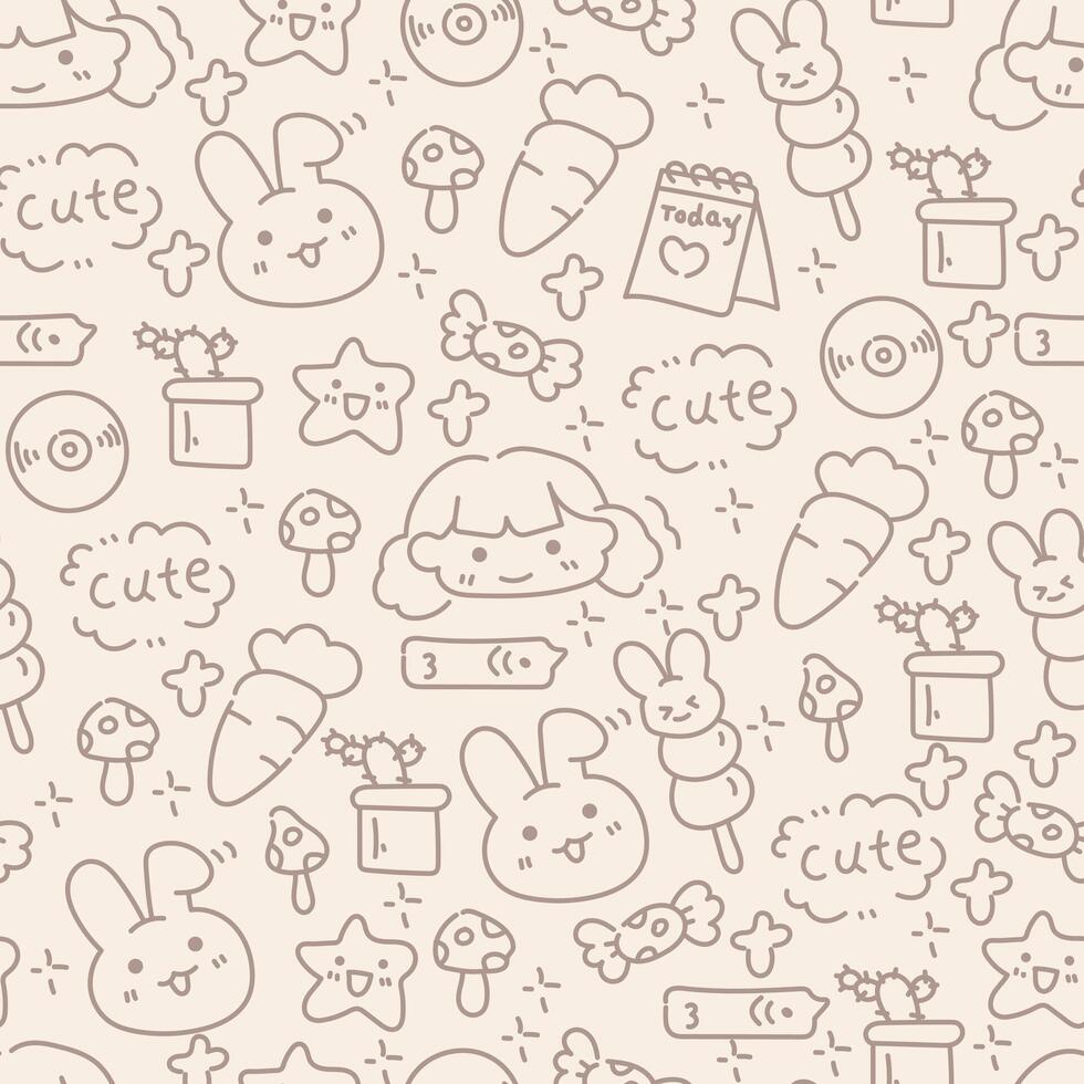 Cute carrot doodle pattern with brown design vector