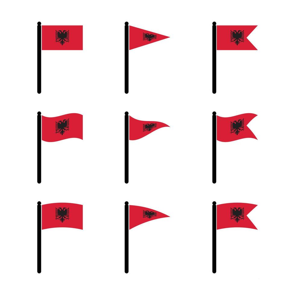 Nine icons of Albania flag set vector