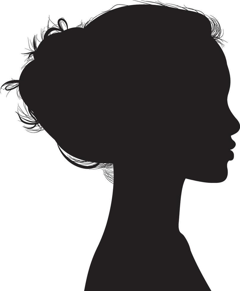 Silhouette of girl face in side view vector