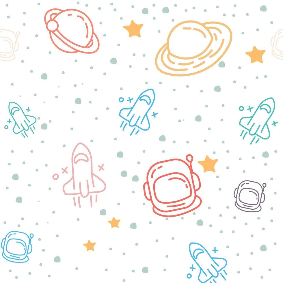 Outline of space theme pattern with white background vector