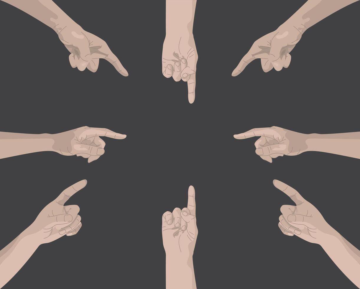 Flat design icon of hand pointing in center vector