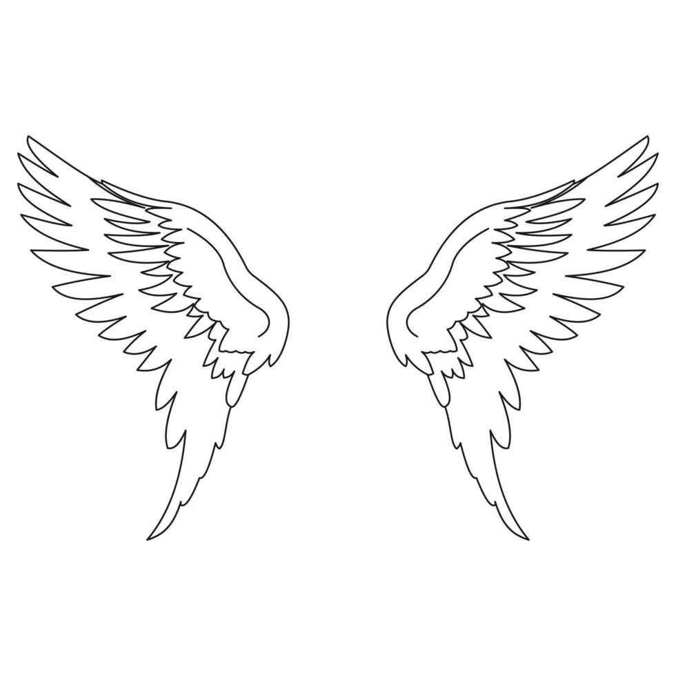 Outline design of angel wings symbol for spirituality vector