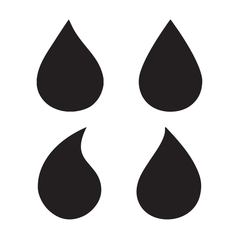 Set of black water drop symbols vector