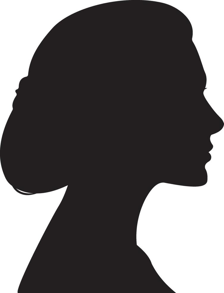 Silhouette of female face side profile view vector