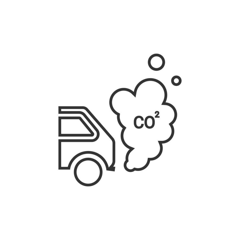 Outlined design of a car emitting exhaust pollution vector