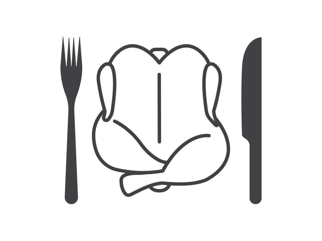Icon of chicken fries with spoon and knife vector