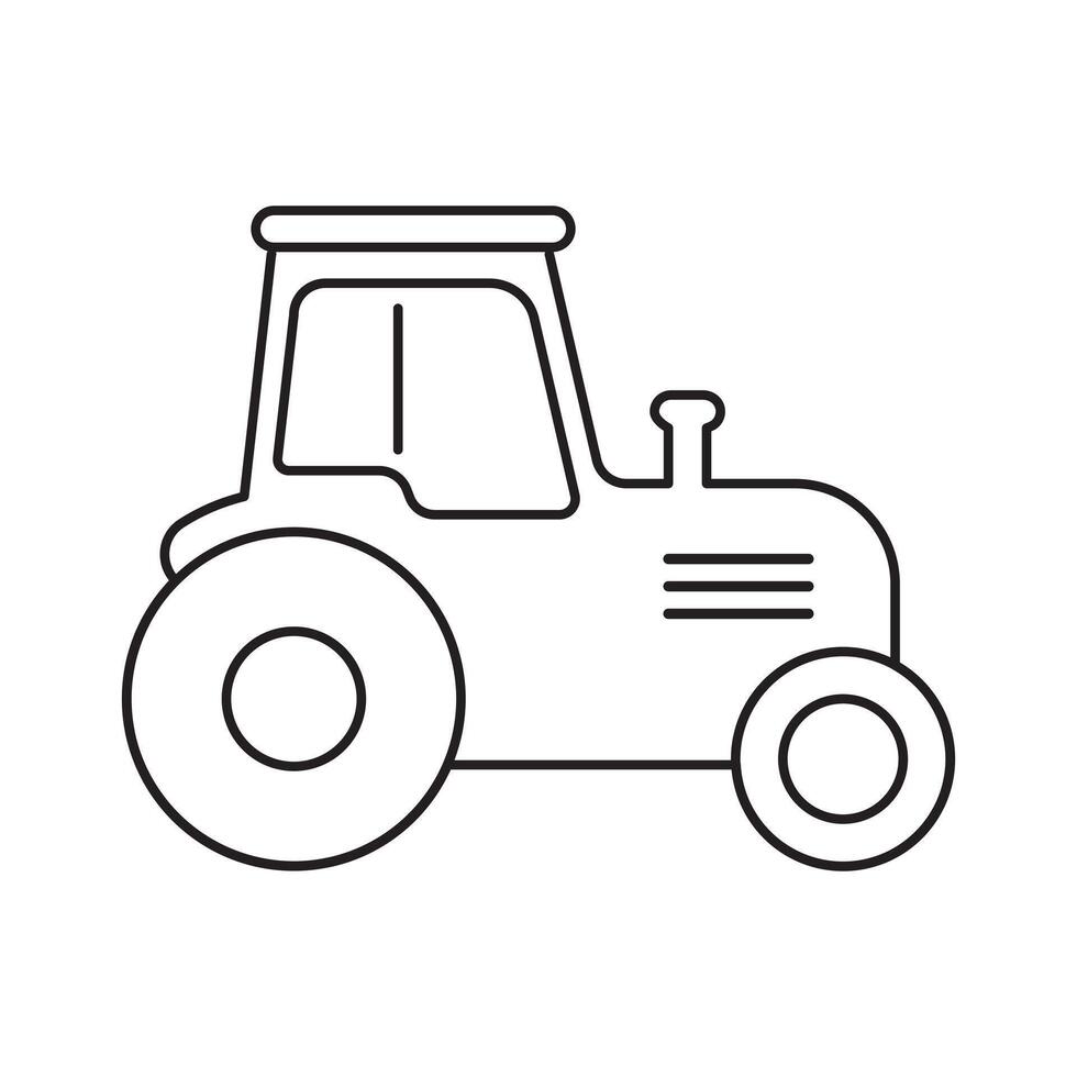 Simple black tractor outline on transparent background vector