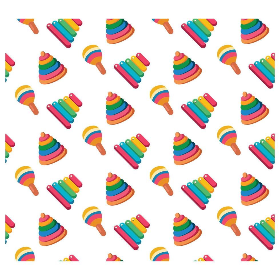 Colorful pattern design of various toy illustrations vector