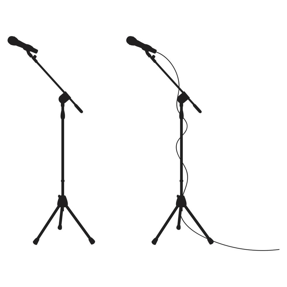 Design of microphone with stand and cable attached vector