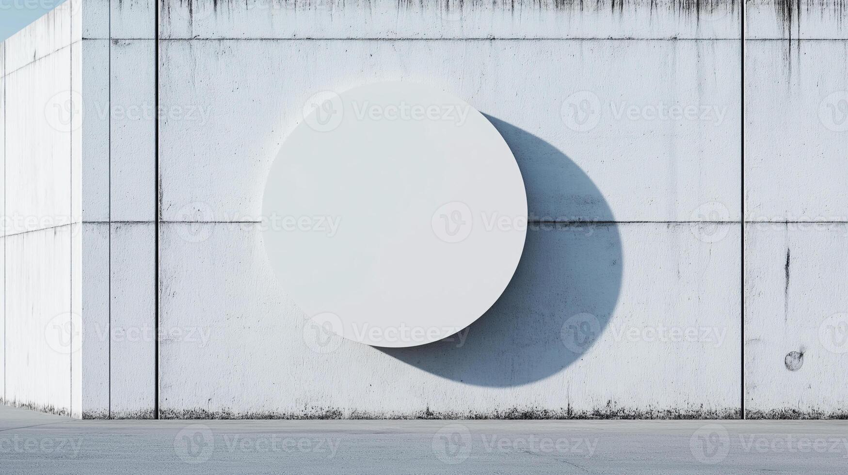 Minimalist Circular Structure on Concrete Wall with Shadows photo