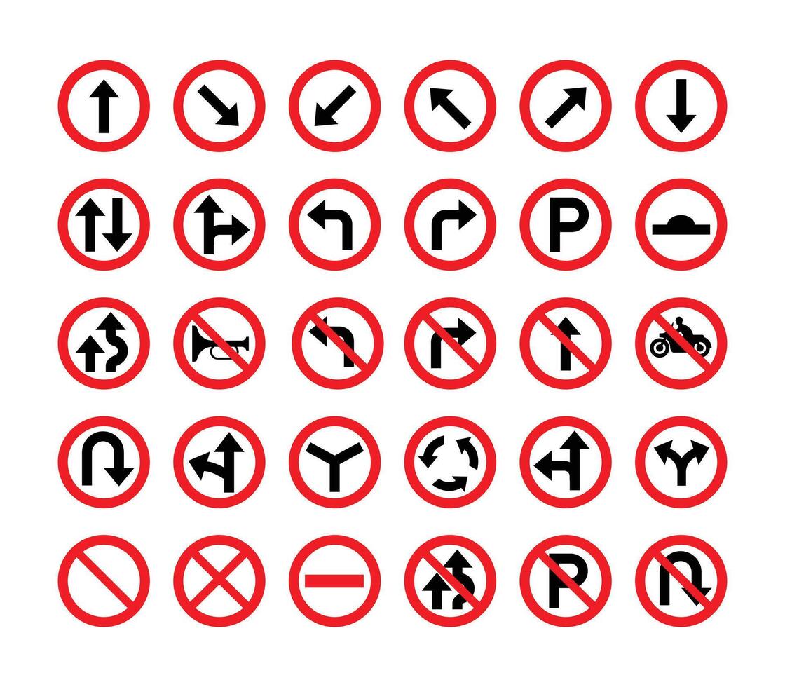 Arrow signs used for various road directions vector