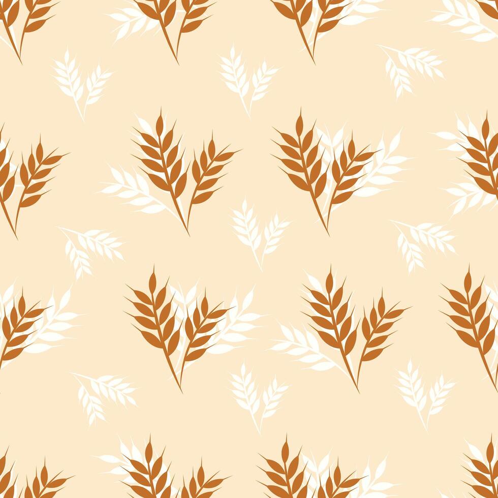 Wheat pattern design on white and brown background vector