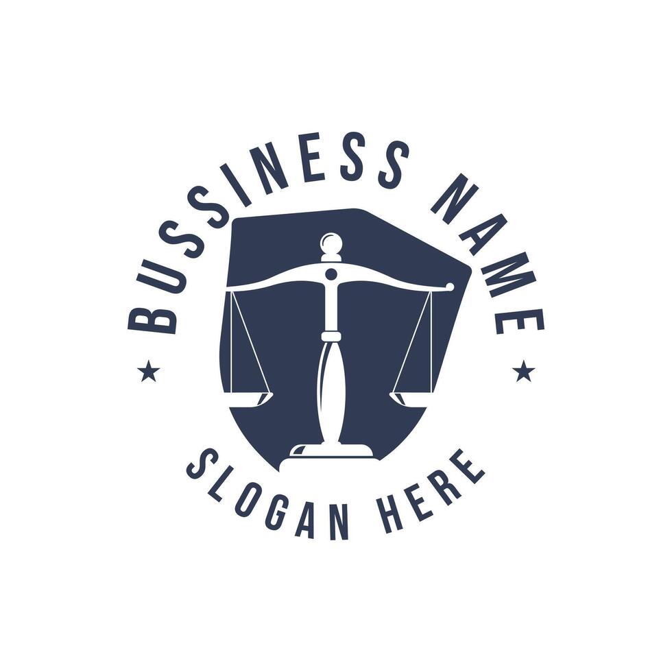 Legal logo design with justice scale and firm identity vector