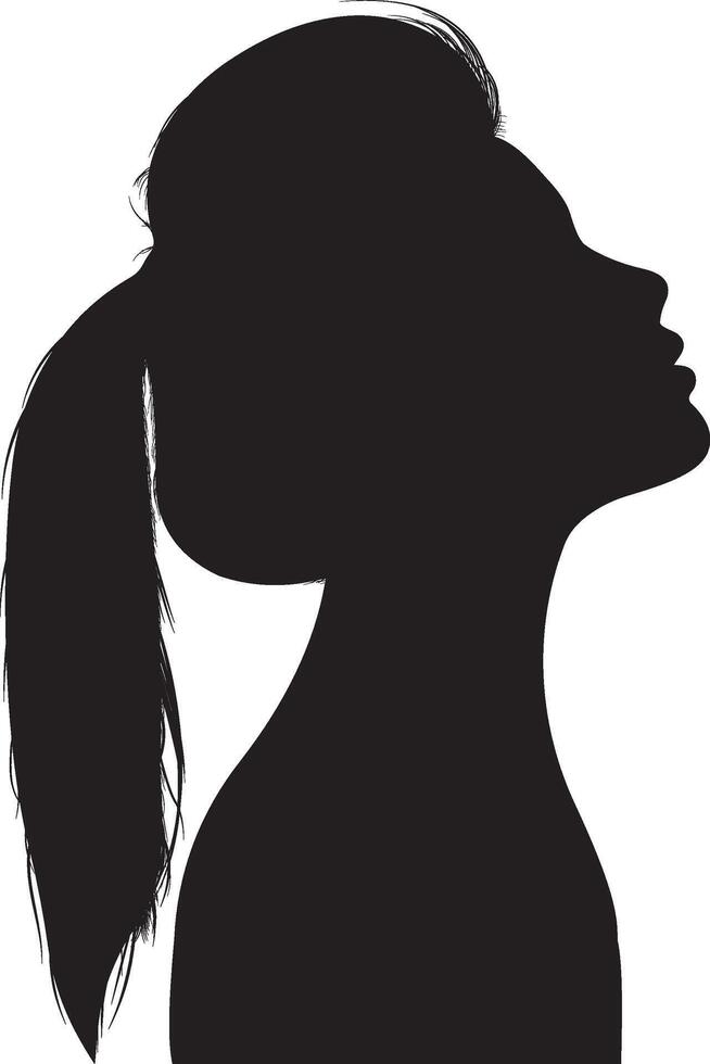 Silhouette of womans face looking upward from side vector
