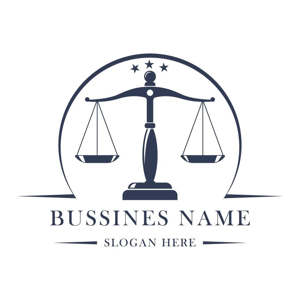 Legal firm logo with justice scale design vector