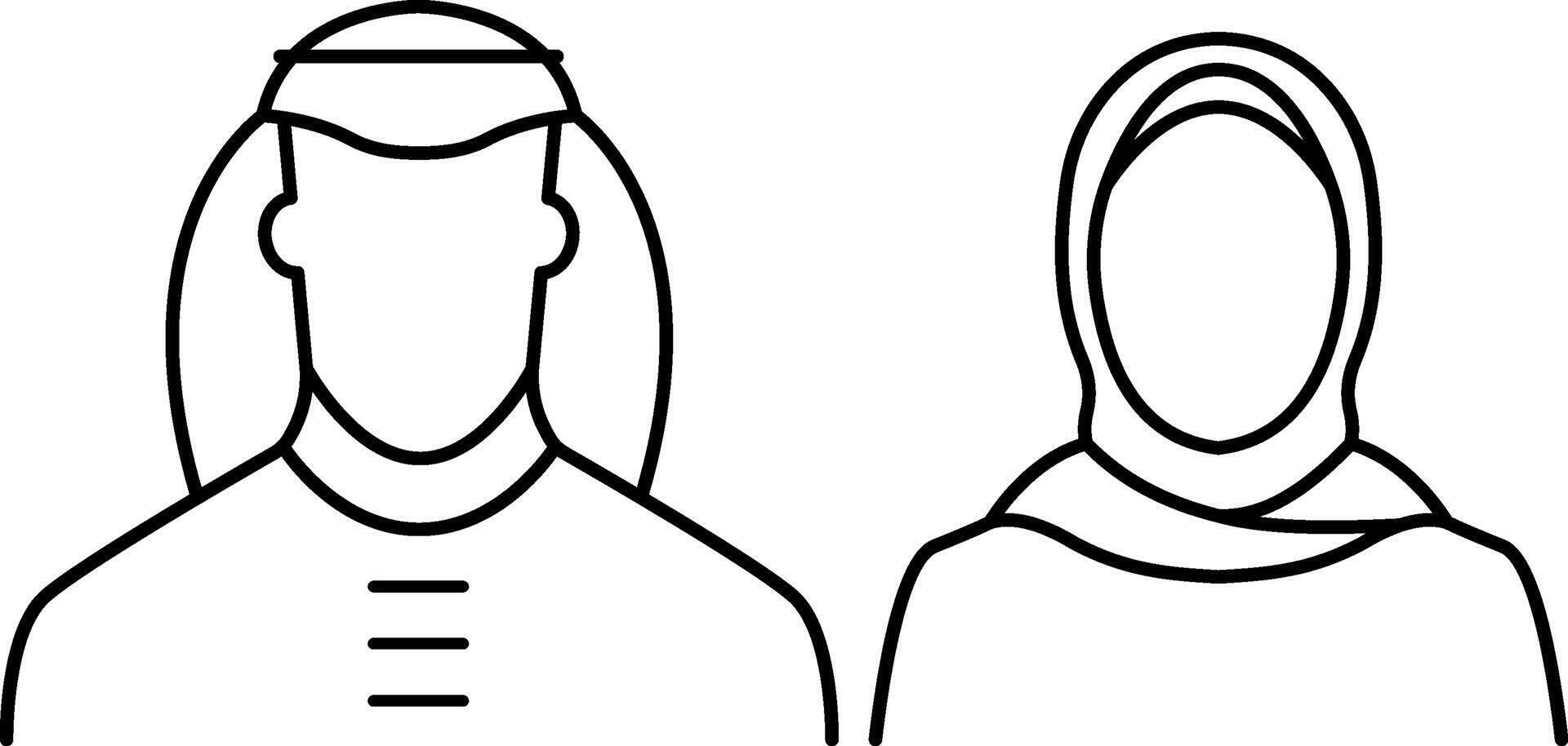 Line icon design of Moslem people male and female vector