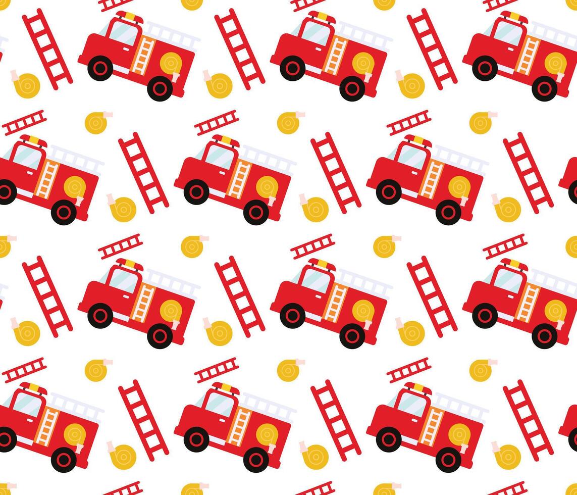 pattern of fire truck emergency vehicle illustration vector