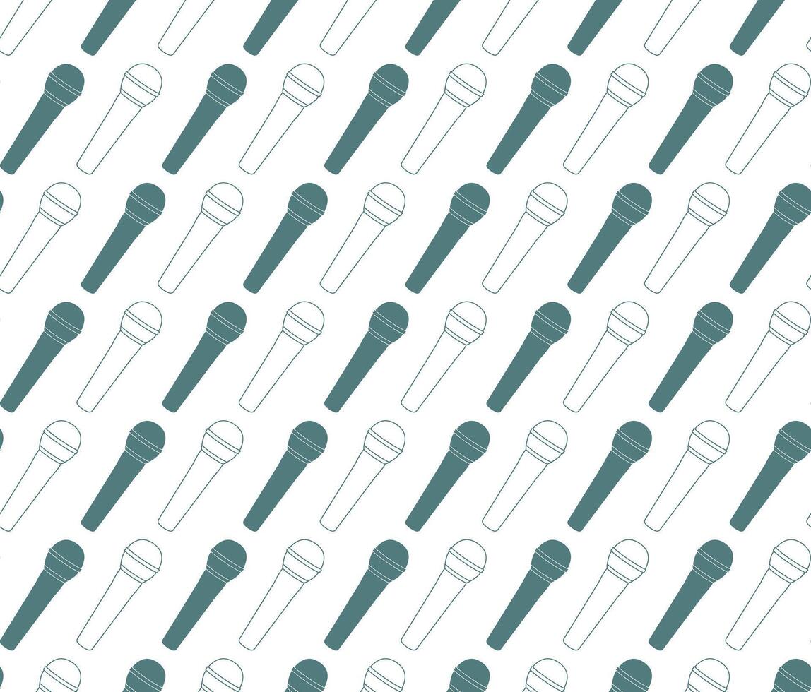 Microphone pattern in green tosca seamless design vector