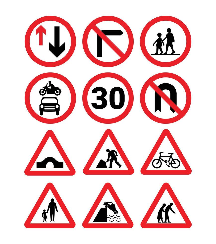 Signs showing people arrows crosswalk turn direction vector