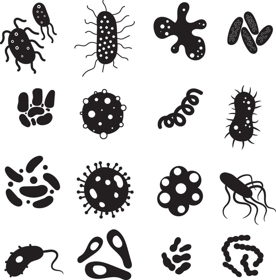 icon set of various bacteria designs vector