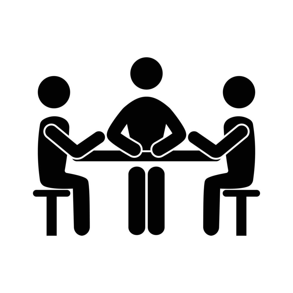 Black icon showing open meeting with people vector