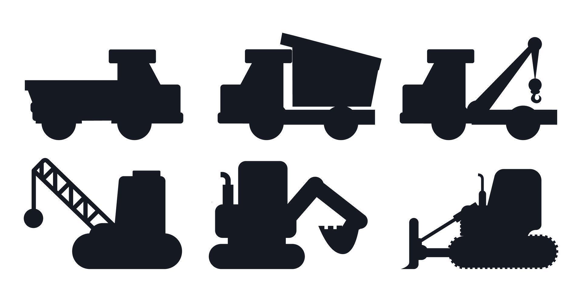 Flat black silhouette of industrial mining truck vector