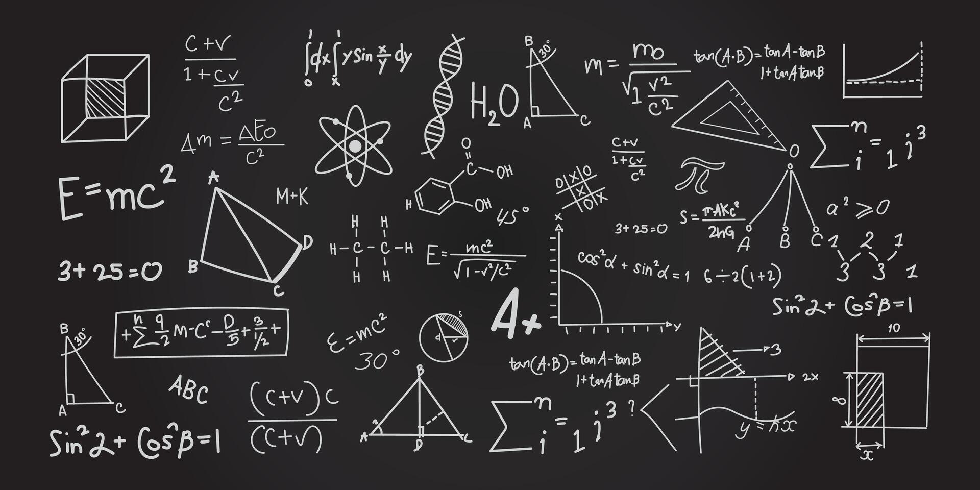 Chalkboard with math formulas background illustration vector