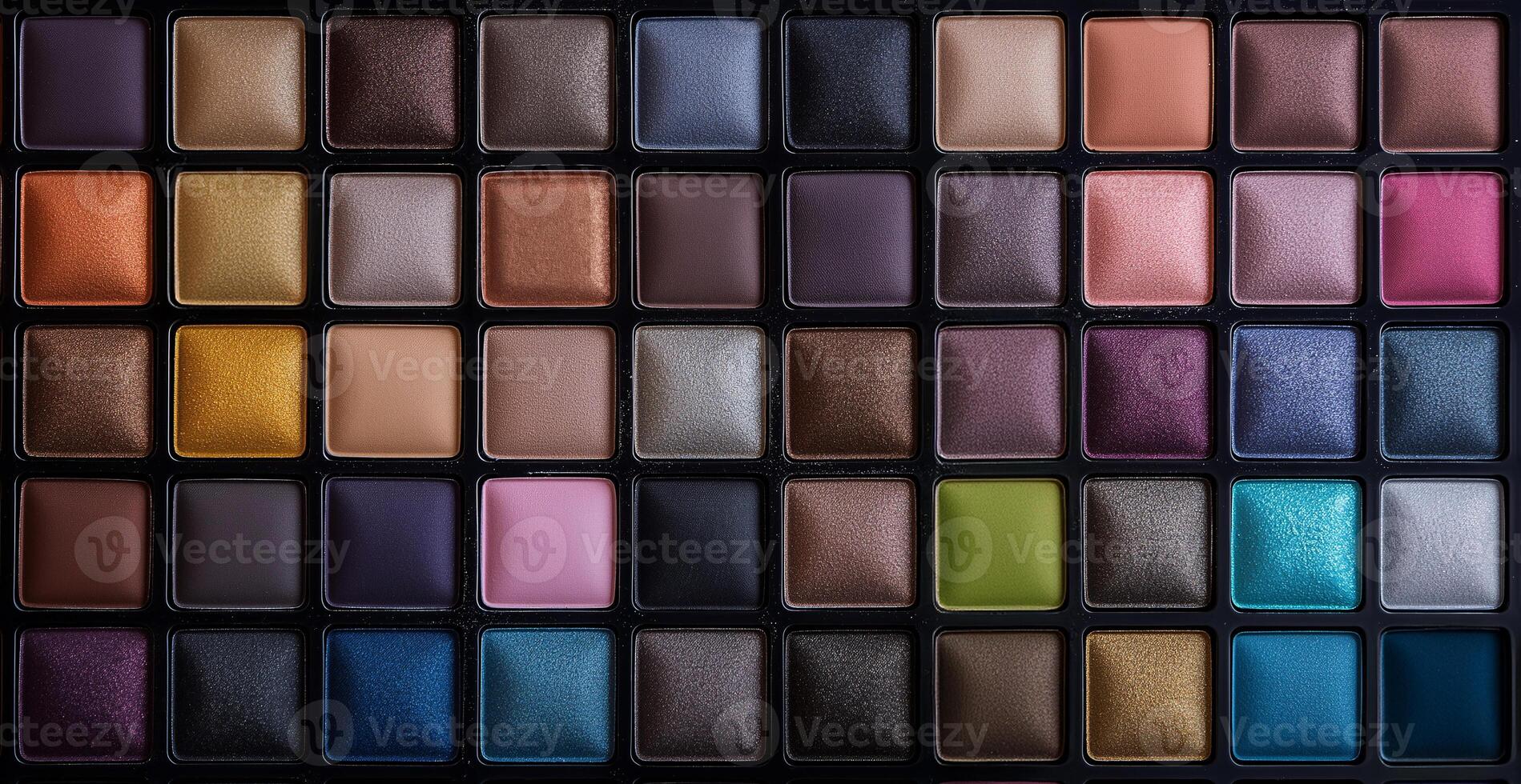 A close up of a makeup palette with many beautiful different colours photo