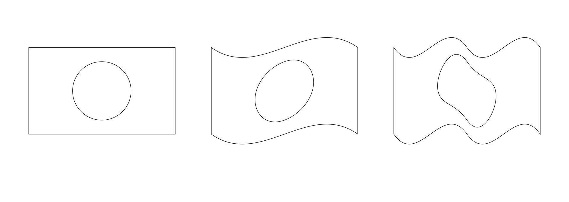 Line drawing set of Japanese flag designs vector