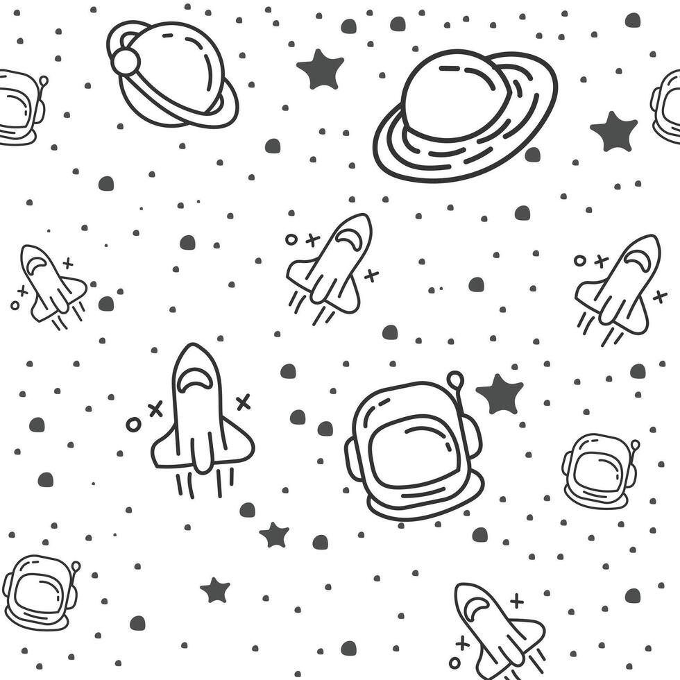Space Blue and white outline with many star patterns vector