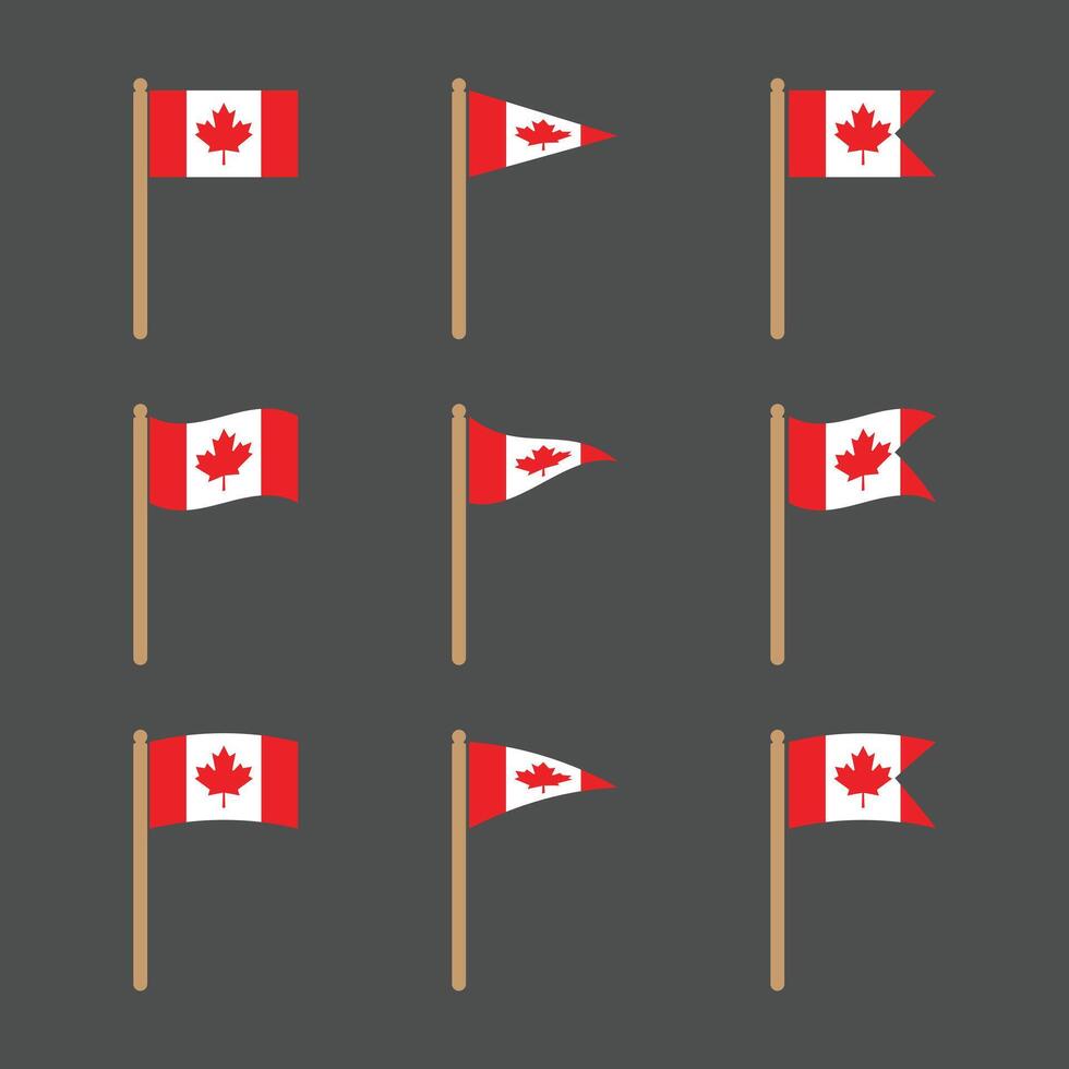 Nine icons of Canada flag pack vector